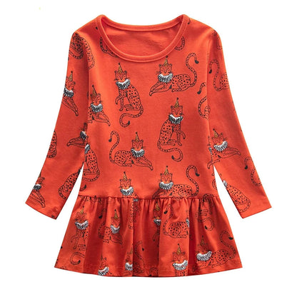 Kids Girls Long Sleeves Printed Princess Dresses childrensterritory