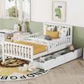 Space-saving Twin Size Wood Platform Bed with Guardrails childrensterritory