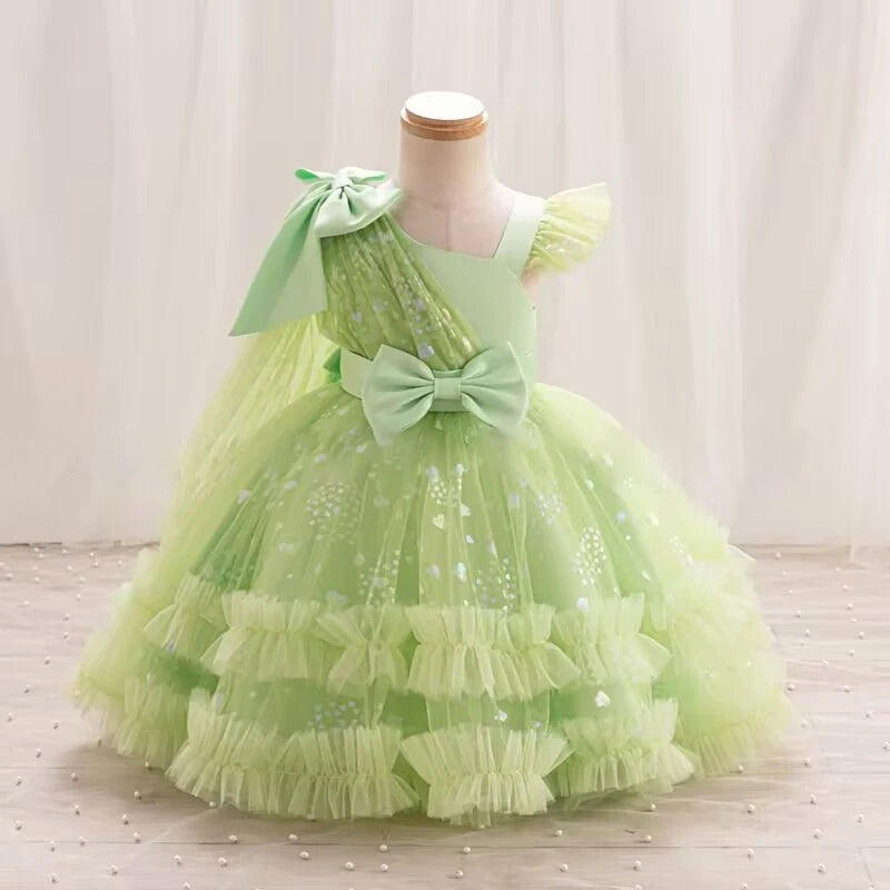 Baby Girl Elegant Bow Sequins Evening Party Dresses childrensterritory