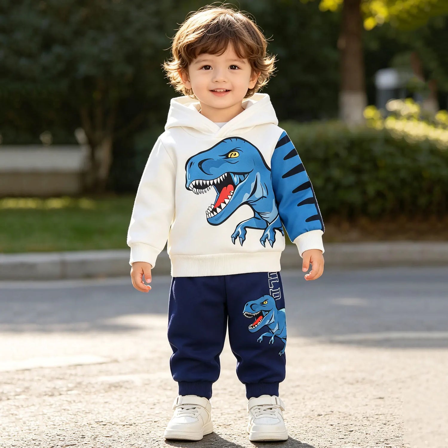 Kids Boys Crocodile Design Fleece Cotton Winter Clothing Set