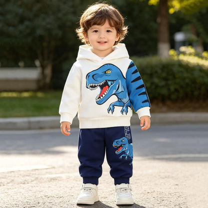 Kids Boys Crocodile Design Fleece Cotton Winter Clothing Set