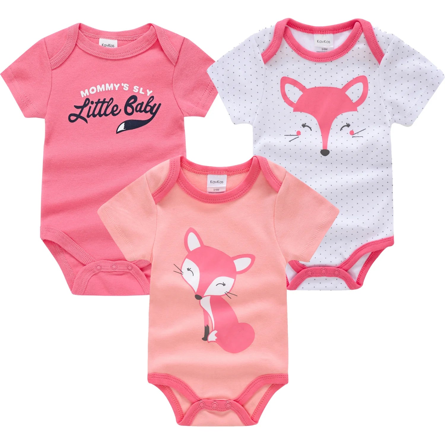 3PCS/Lot Newborn Baby Cartoon Printed Summer Romper
