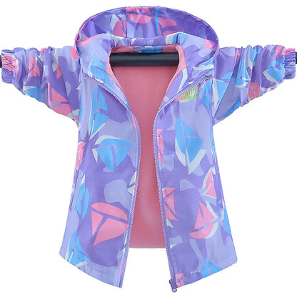 Kids Girls Waterproof Fleece Lined Hooded Jackets childrensterritory