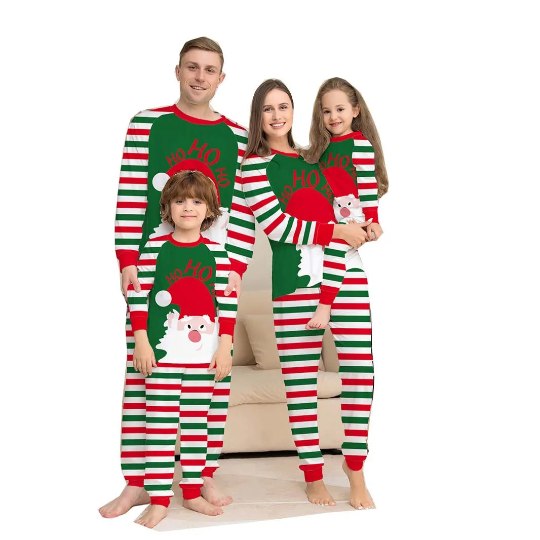 Santa Claus Striped Xmas Sleepwear For Whole Family