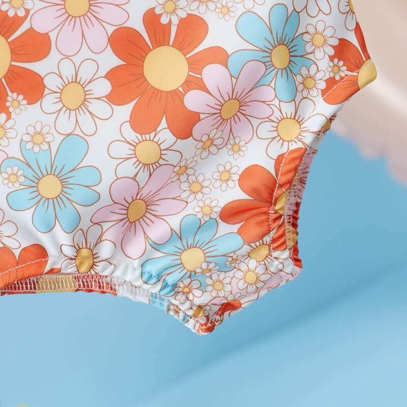 Kids/Baby Girls Floral Sleeveless Ruffle Swim Suit childrensterritory