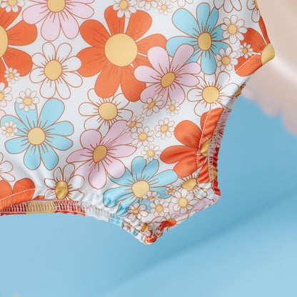 Kids/Baby Girls Floral Sleeveless Ruffle Swim Suit childrensterritory