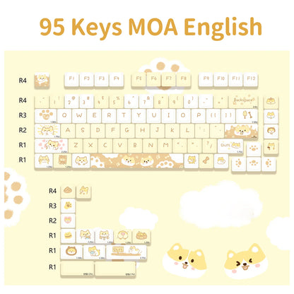 Dessert Cat Theme 95 Keycaps Kit for Mechanical Keyboard childrensterritory