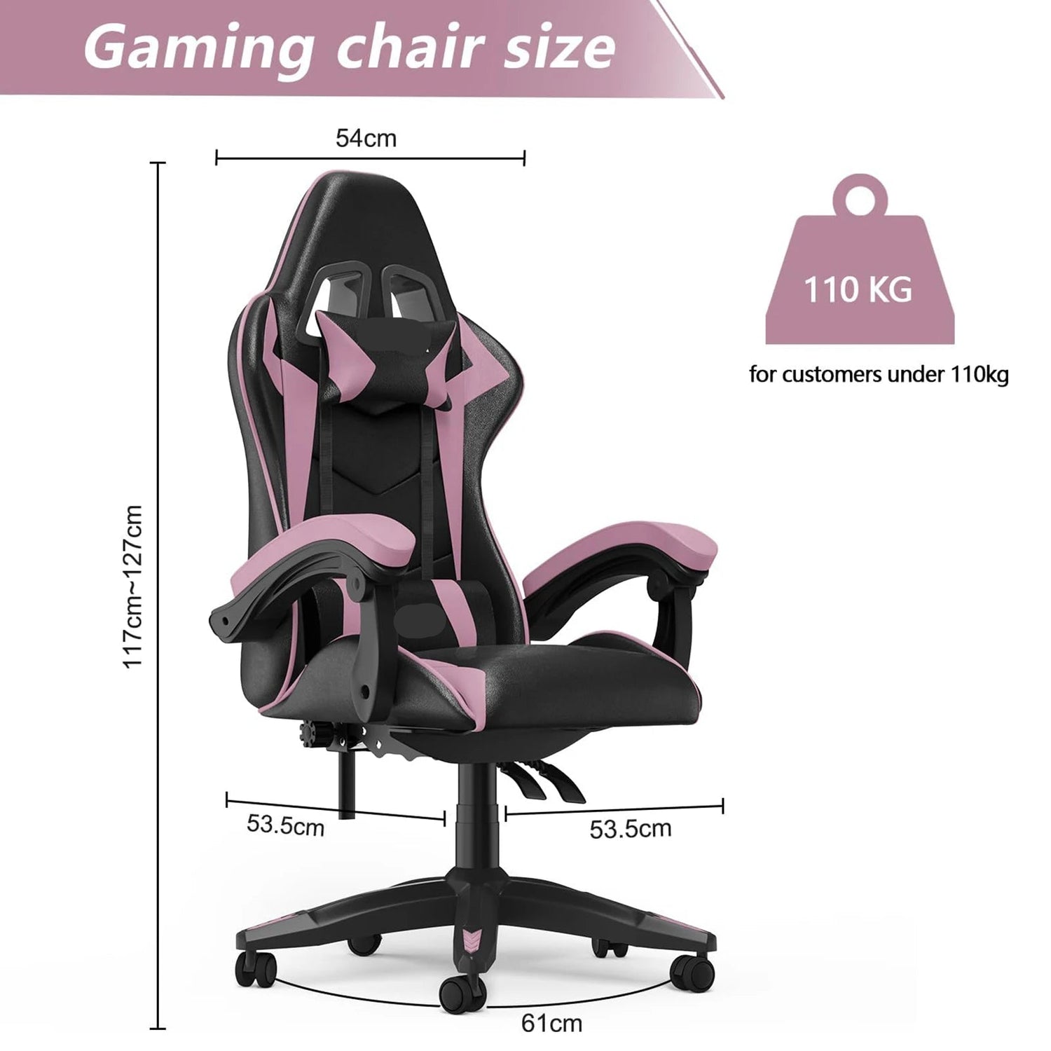 PU Leather Gaming Chair with Headrest and Lumbar Support childrensterritory