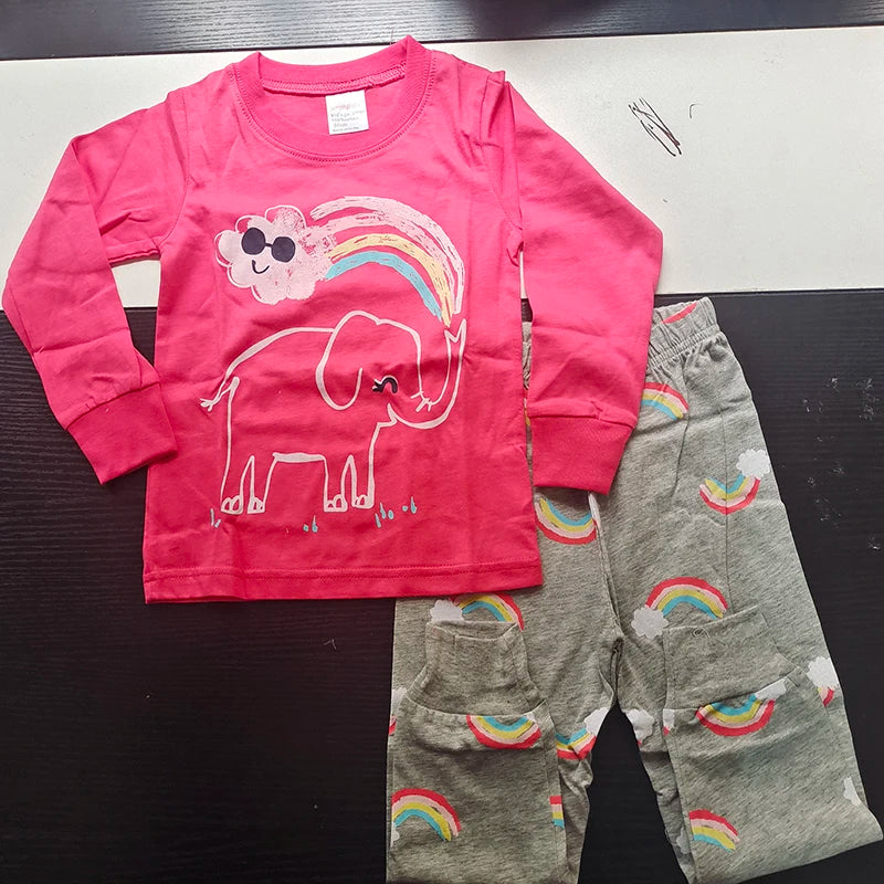 Long-Sleeved Cartoon Print Autumn Kids Clothing Set