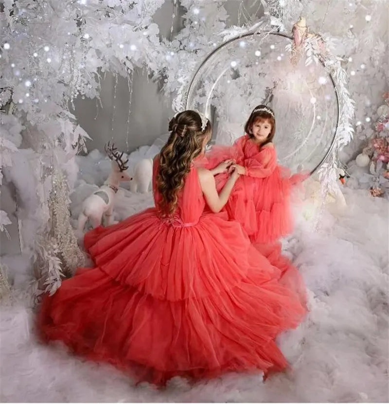 Mother Daughter Matching Puffy Princess Party Gowns childrensterritory