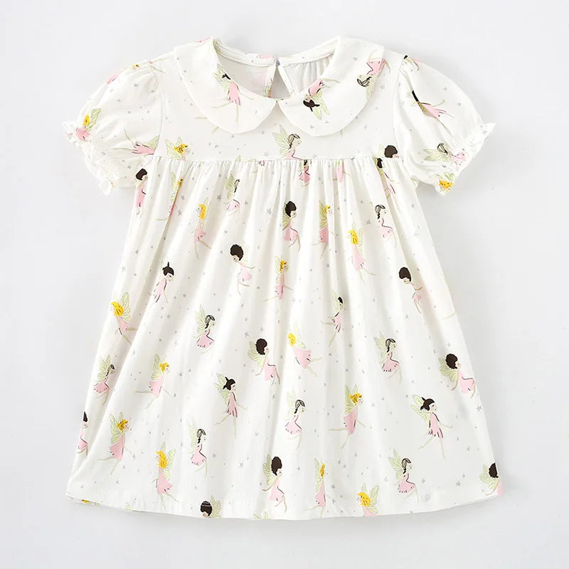 Kids Girls Floral Print Casual Cotton Dresses for Summer childrensterritory