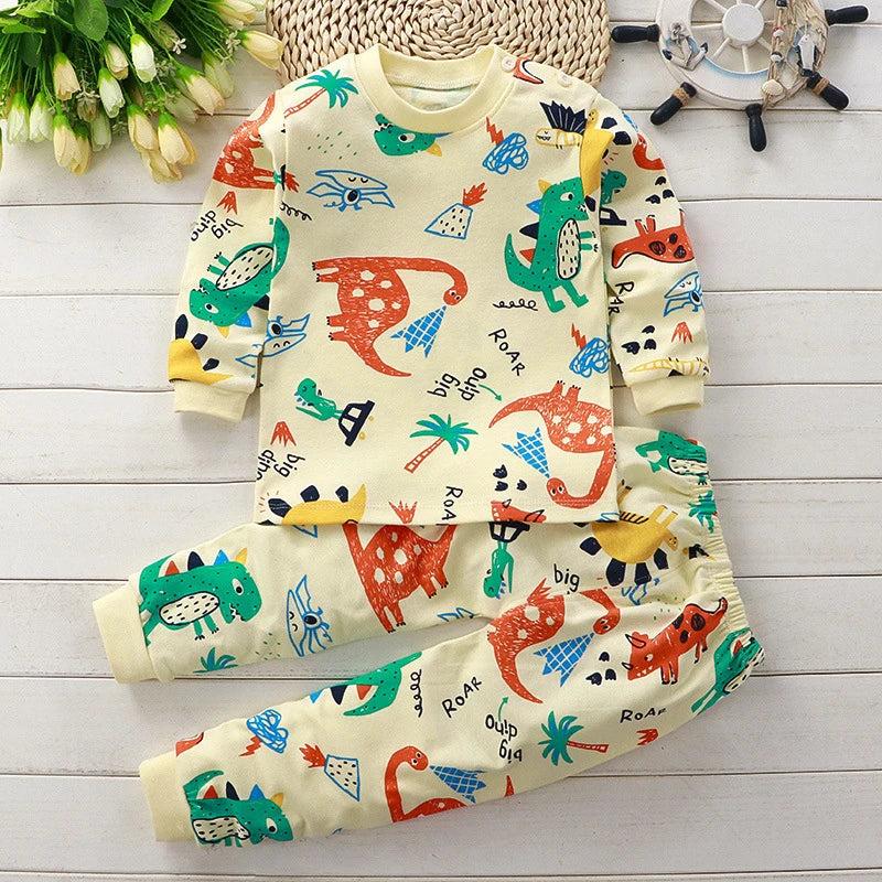 Kids Cartoon Print Casual Winter Clothing Set