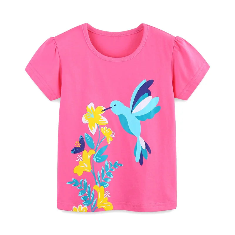 Girls Cartoon Print Casual Summer T-Shirts