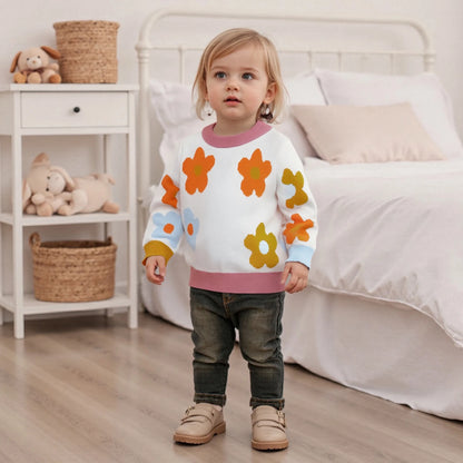 Baby Girl Floral Print Knit Sweaters childrensterritory