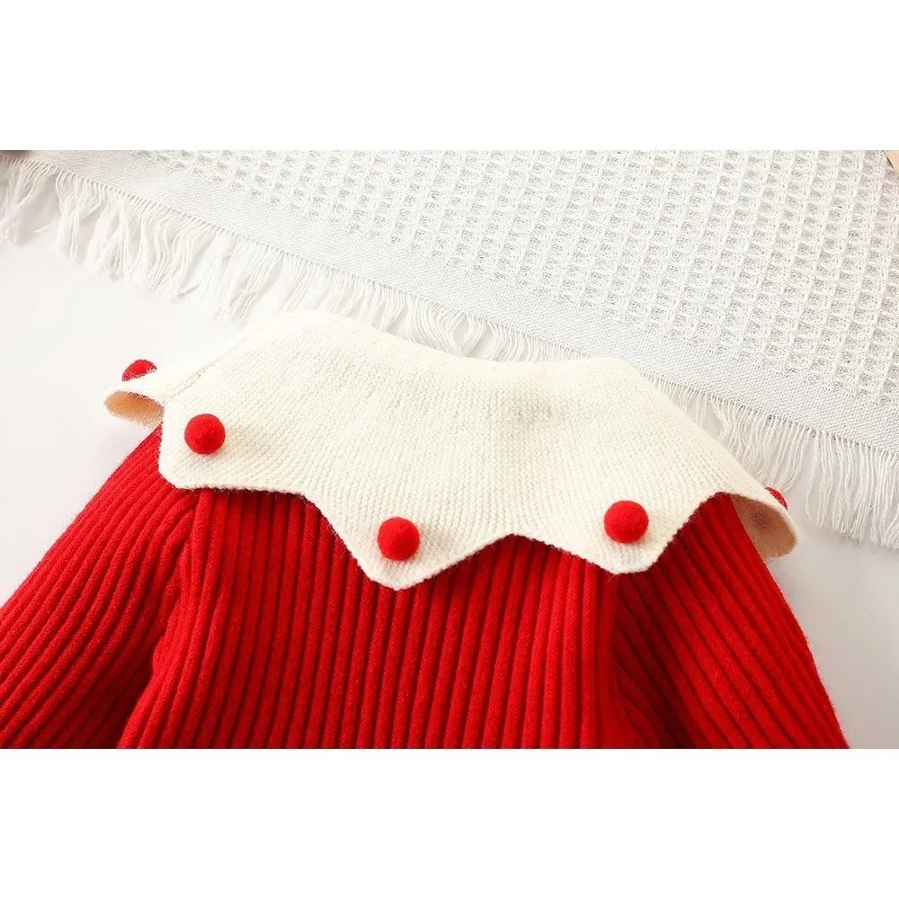 Girls’ Elegant Long-Sleeve Winter Party Dress childrensterritory