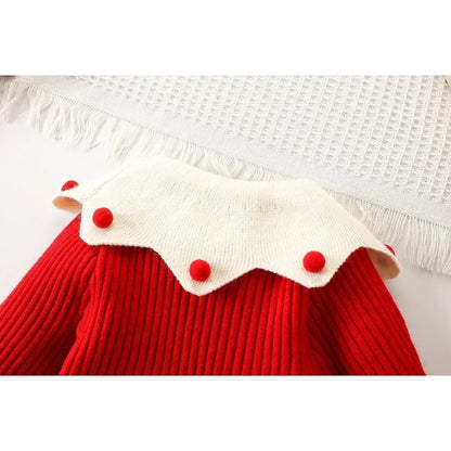 Girls’ Elegant Long-Sleeve Winter Party Dress childrensterritory