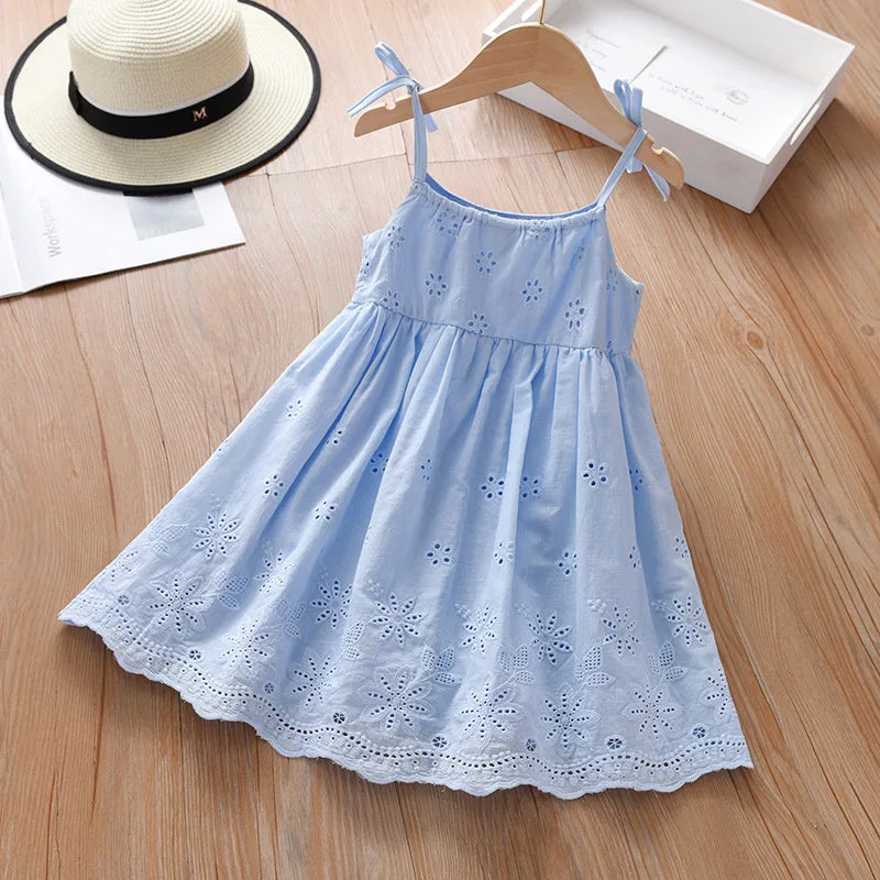 Kids Girls Flowers Design Sleeveless Summer Dress childrensterritory