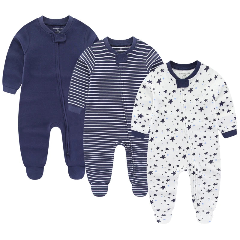 Newborn Baby Printed Warm Rompers with Zipper Closure