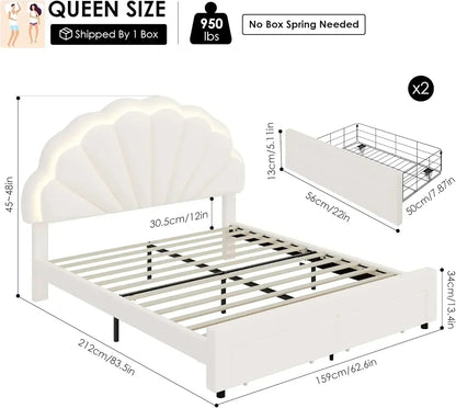 Modern Upholstered Princess Bed With LED Lights