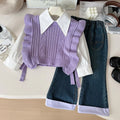 Girls' Collar Design Stylish Winter Outfit Set childrensterritory