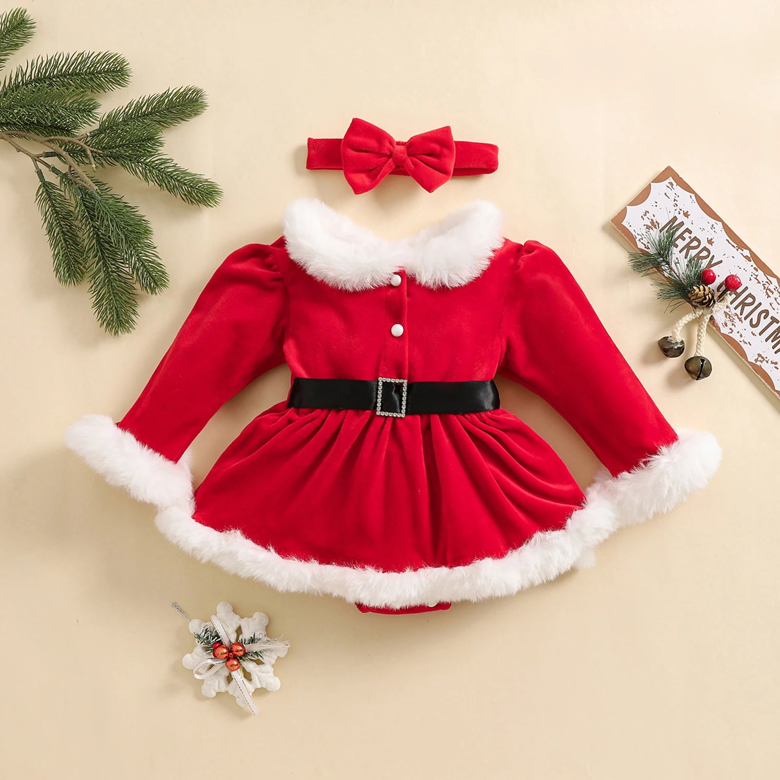 Baby Girls Collar Design Christmas Party Outfit childrensterritory