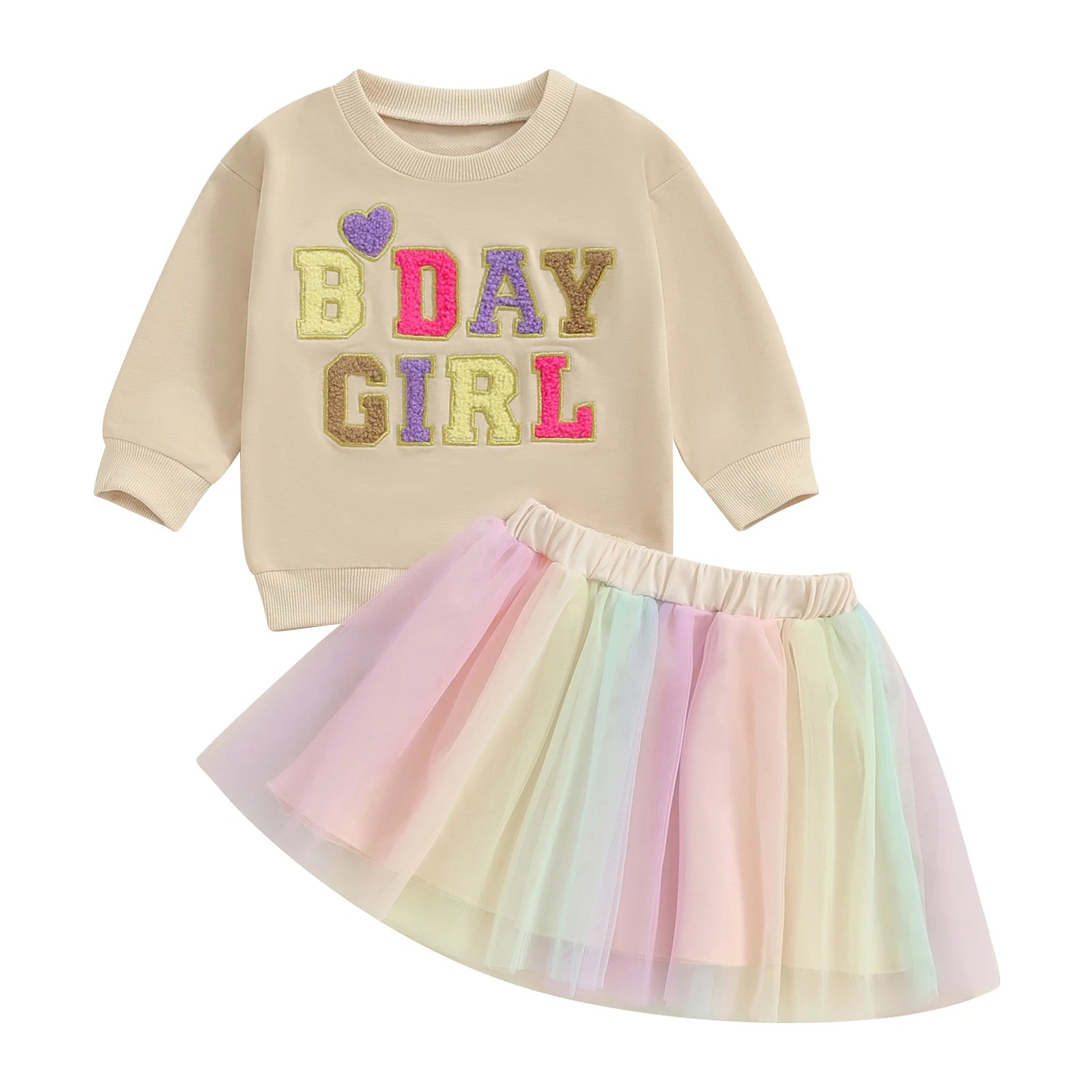 Little Girls' Embroidery Tops + Tutu Skirt Birthday Outfits