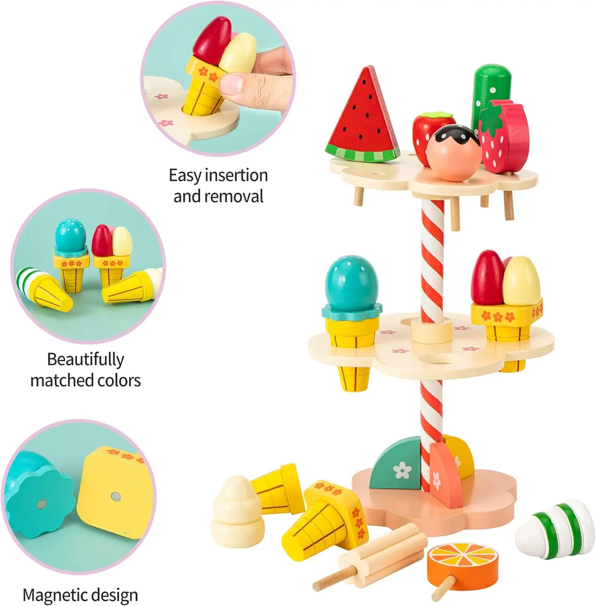 Kids Wooden Ice Cream Counter Playset childrensterritory