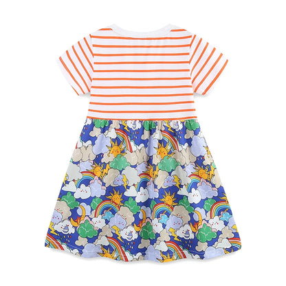 Little Girls Stylish Print Summer Cotton Princess Dresses childrensterritory
