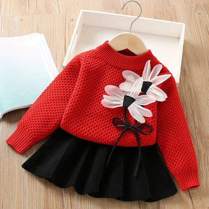 Girls’ Elegant Winter Party Dresses with Floral Design