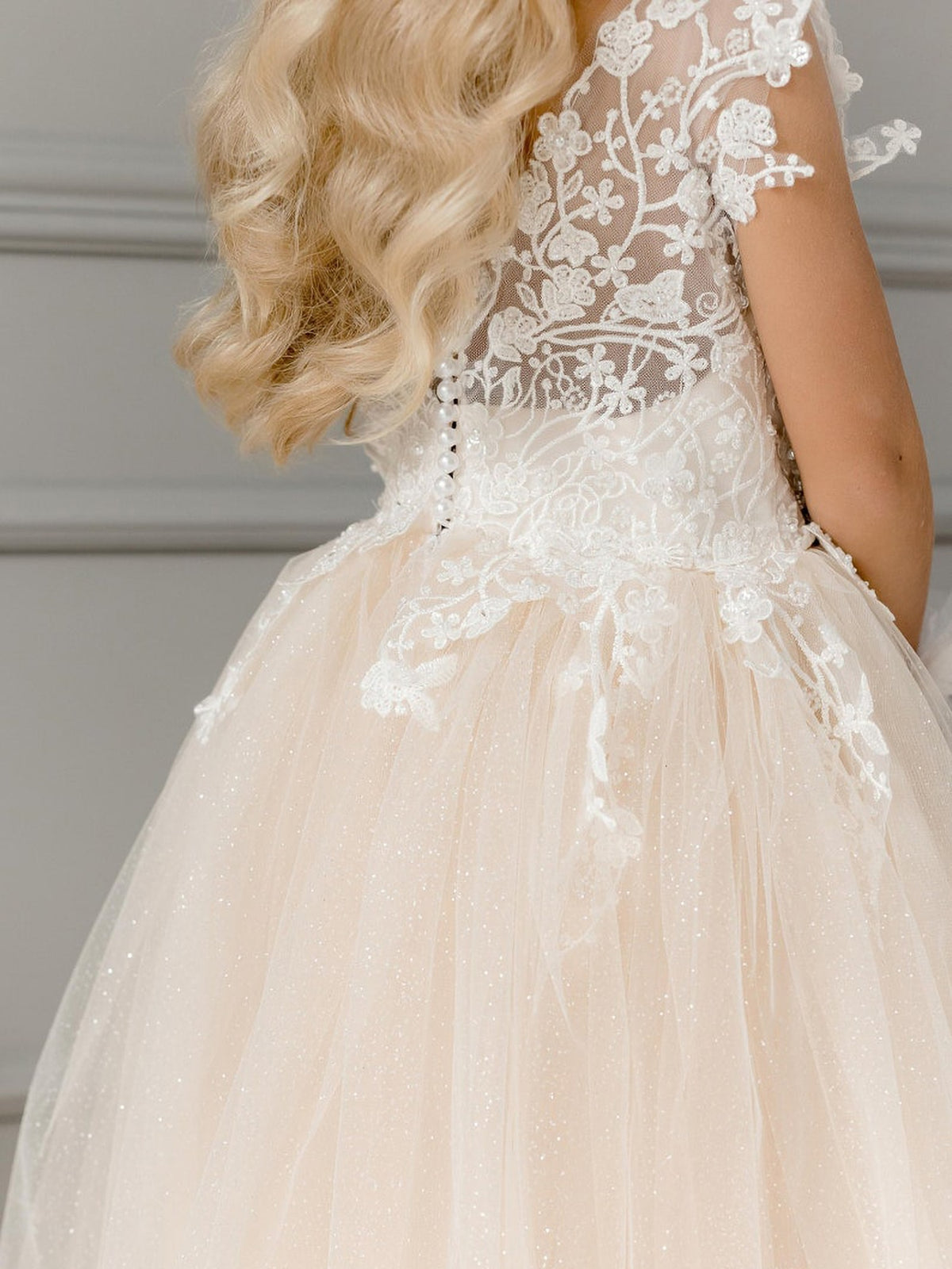 Floral Embroidery Kid Girl Tulle Bridesmaid Dress childrensterritory
