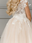 Floral Embroidery Kid Girl Tulle Bridesmaid Dress childrensterritory