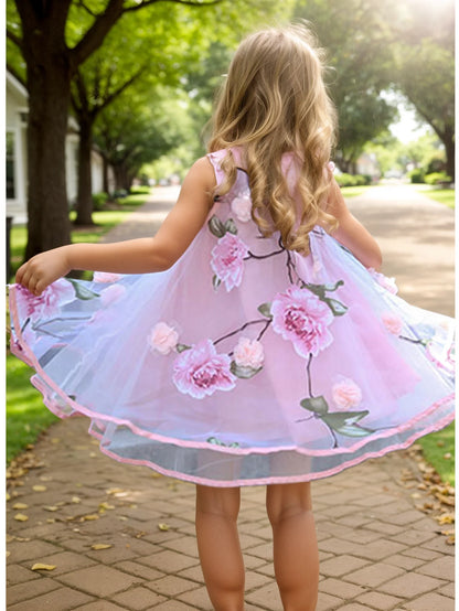 Floral Design Bohemian Style Kids Girls Summer Beach Dresses childrensterritory