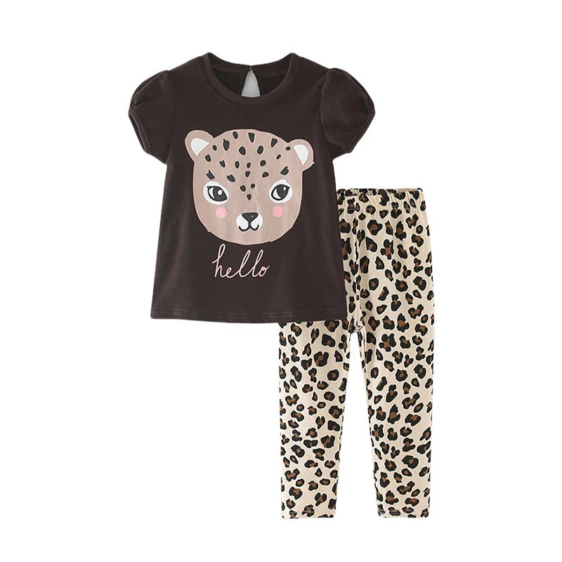 Kids Girls Cartoon Design Tops + Leggings Summer Outfits childrensterritory