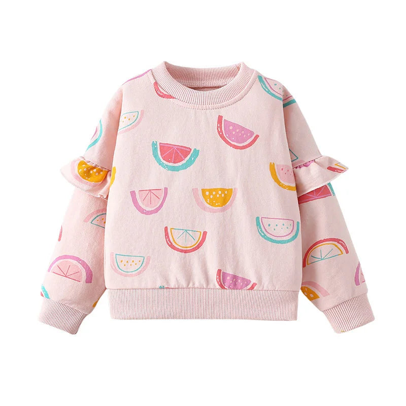Full-Sleeve Watermelon Print Girls' Autumn Sweatshirts childrensterritory