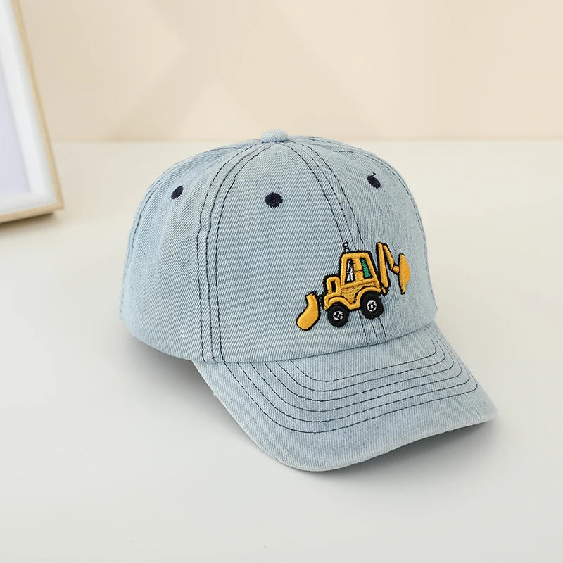 Little Boys Grls Bulldozer Embroidered Cotton Baseball Caps childrensterritory
