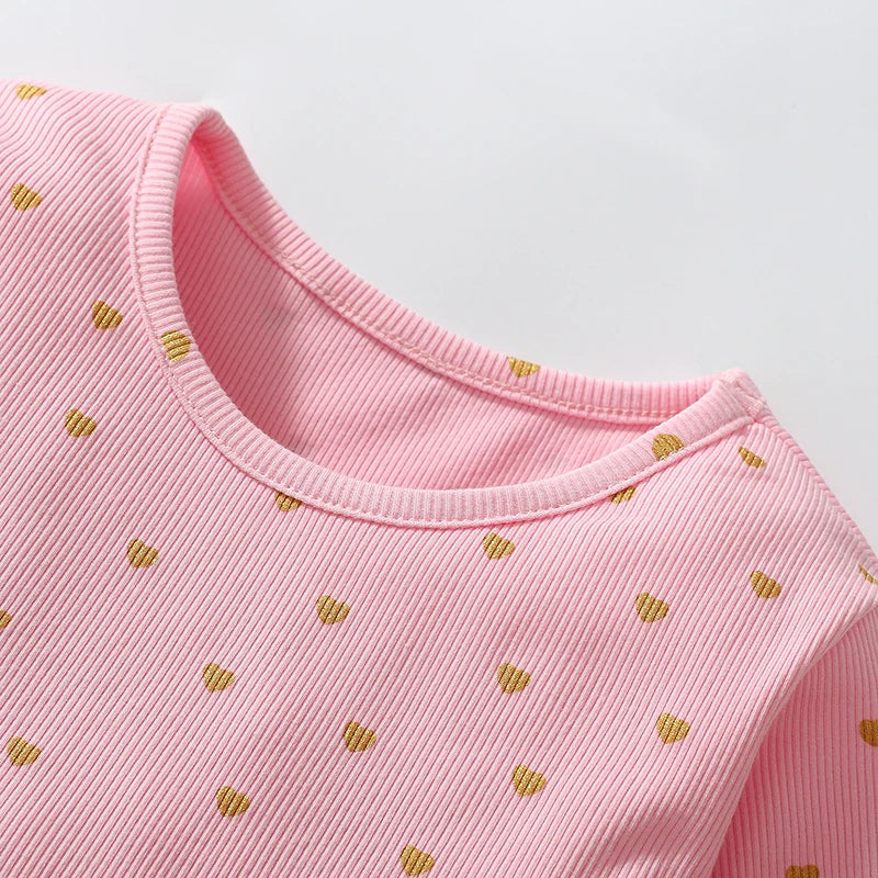 Kids Girls Heart Print Cute Casual Mesh Dress