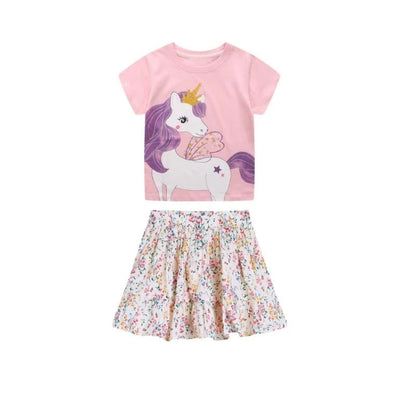 Little Girls Lovely Cartoon Design Summer Cotton Outfits childrensterritory