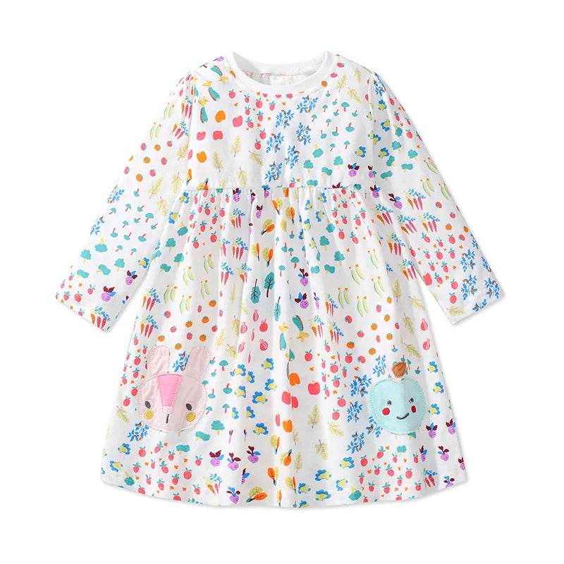 Cartoon Animals Embroidery Kids Girls Princess Frocks childrensterritory