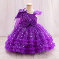 Baby Girl Elegant Bow Sequins Evening Party Dresses childrensterritory
