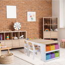 2-in-1 Kids Art Easel Table and Chair Set with Storage Bins childrensterritory