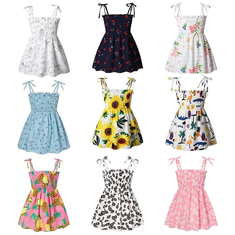 Kids Girl Sleeveless Floral Sling Summer Dresses childrensterritory