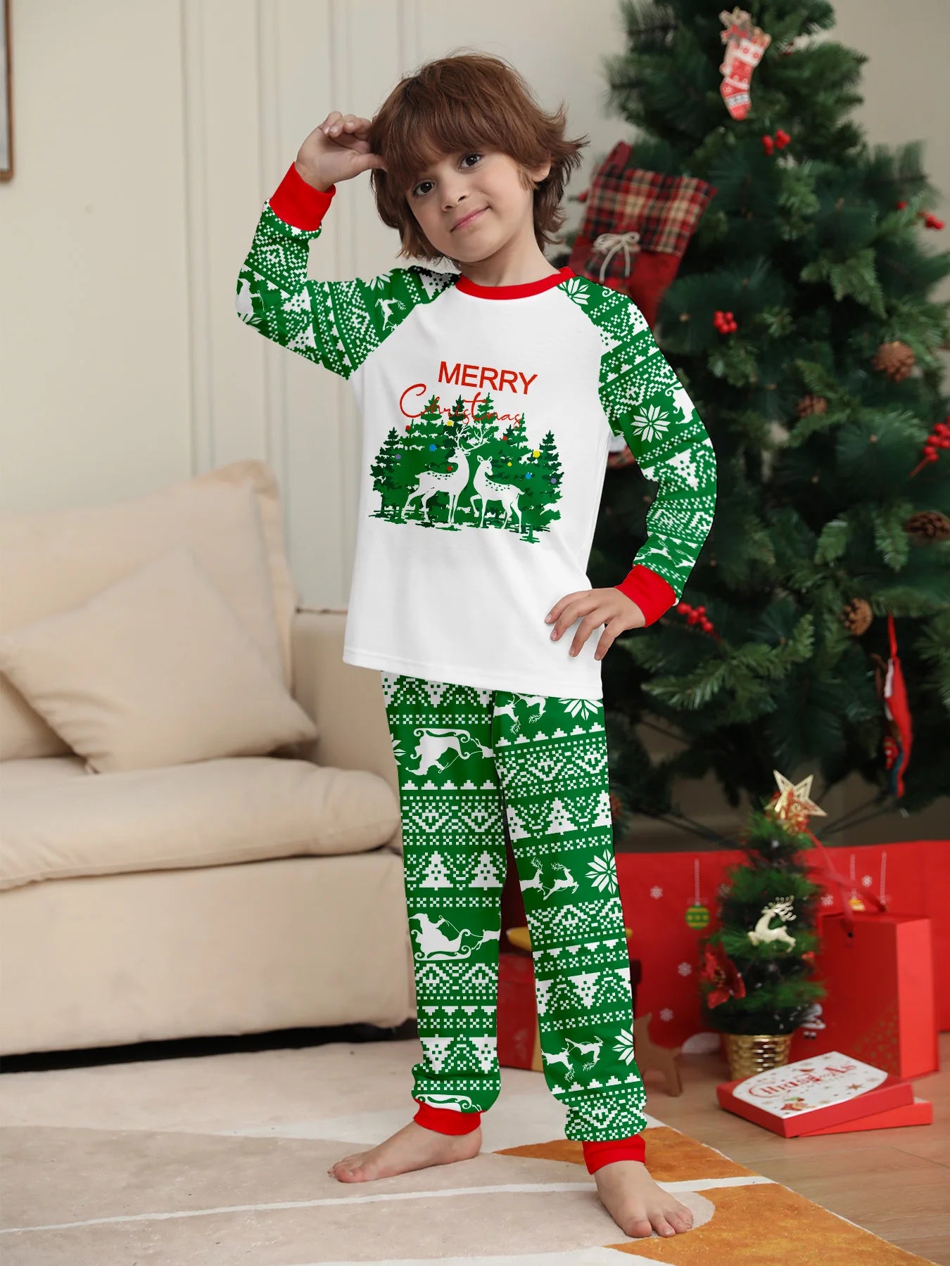 Long Sleeves Christmas Print Family Matching Clothing Set