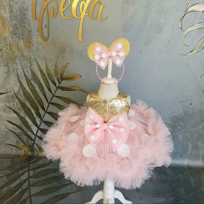 Polka-Dot Design Little Girls Birthday Party Dresses childrensterritory