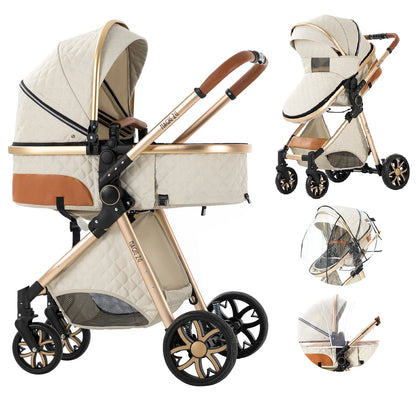 Luxury 2-in-1 Foldable High Landscape Baby Stroller childrensterritory