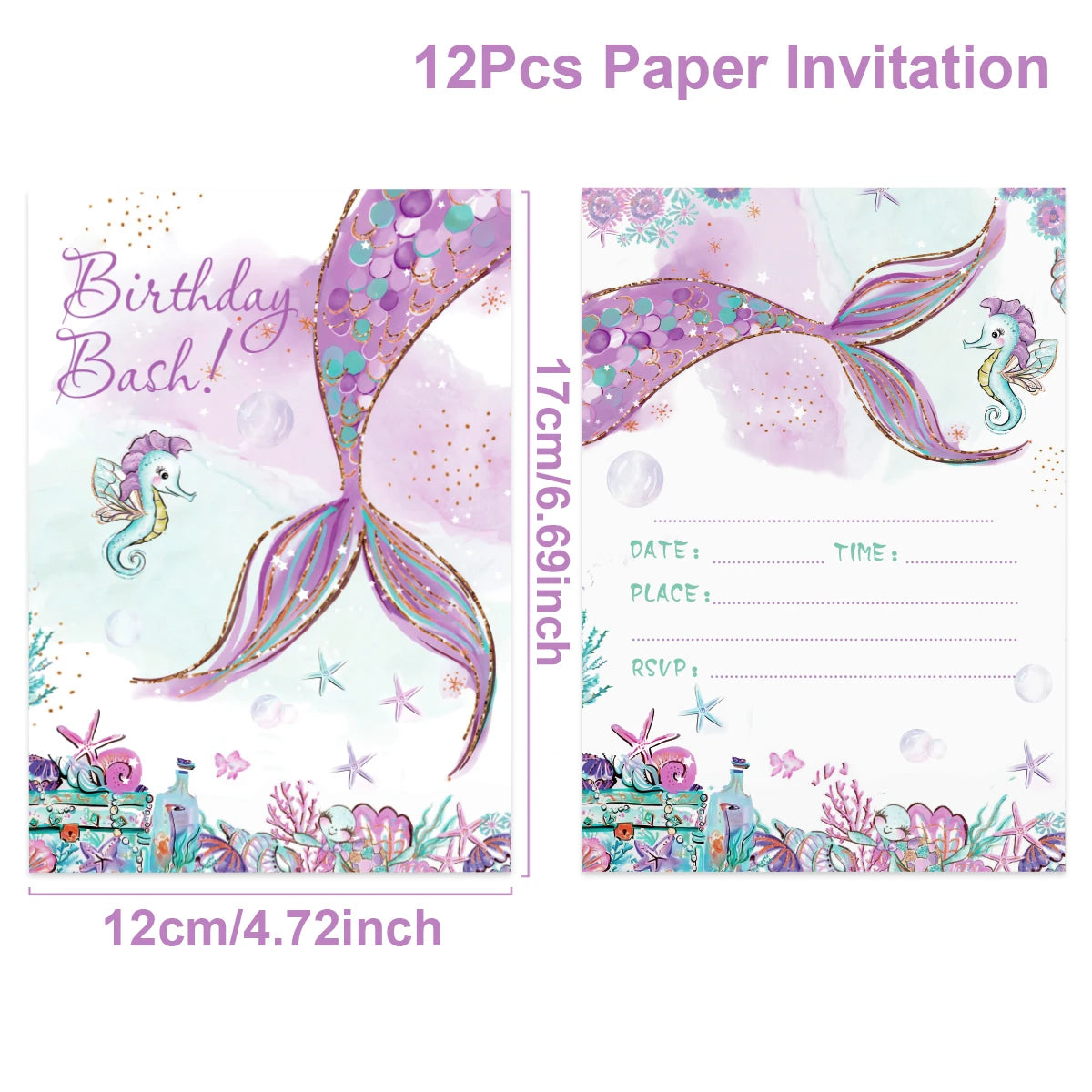 Mermaid-themed Kids Birthday Party Decorations and Tableware Set