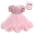 Girls' Round Neck Design Fluffy Party Dresses childrensterritory
