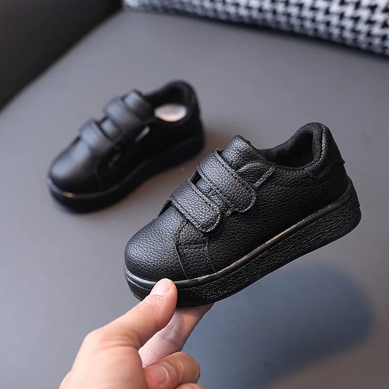 Kids Boys Black Leather Soft Breathable Casual Shoes childrensterritory