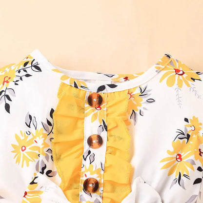 Infant Girls Floral Short Sleeve Gauze Dress