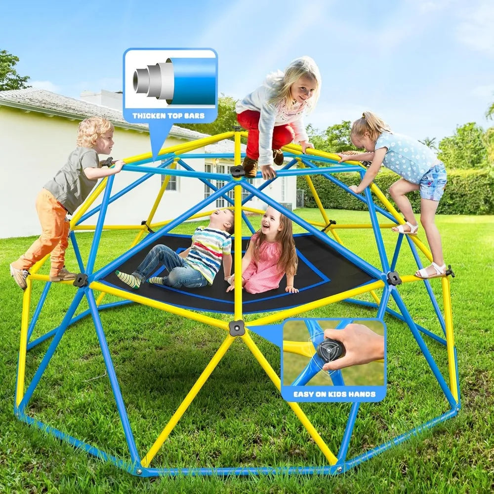 10FT Climbing Dome with Canopy and Swing for Kids