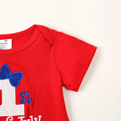 Letter Print Independence Day Infant Girl Outfit Set